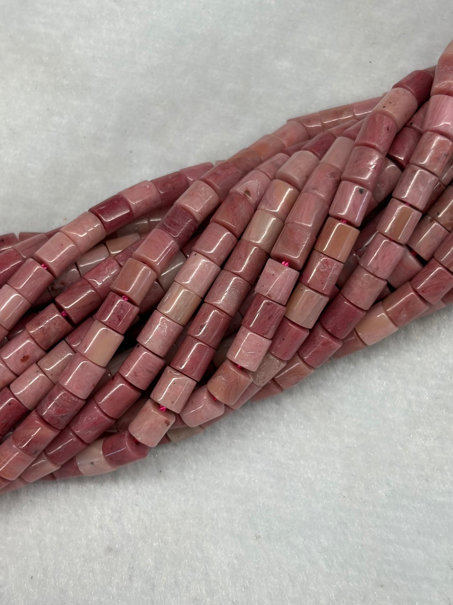 Pink Rhodonite Short Tube Beads