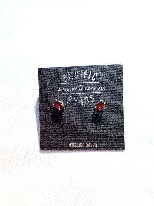 S.S. Faceted Garnet Stud Earrings