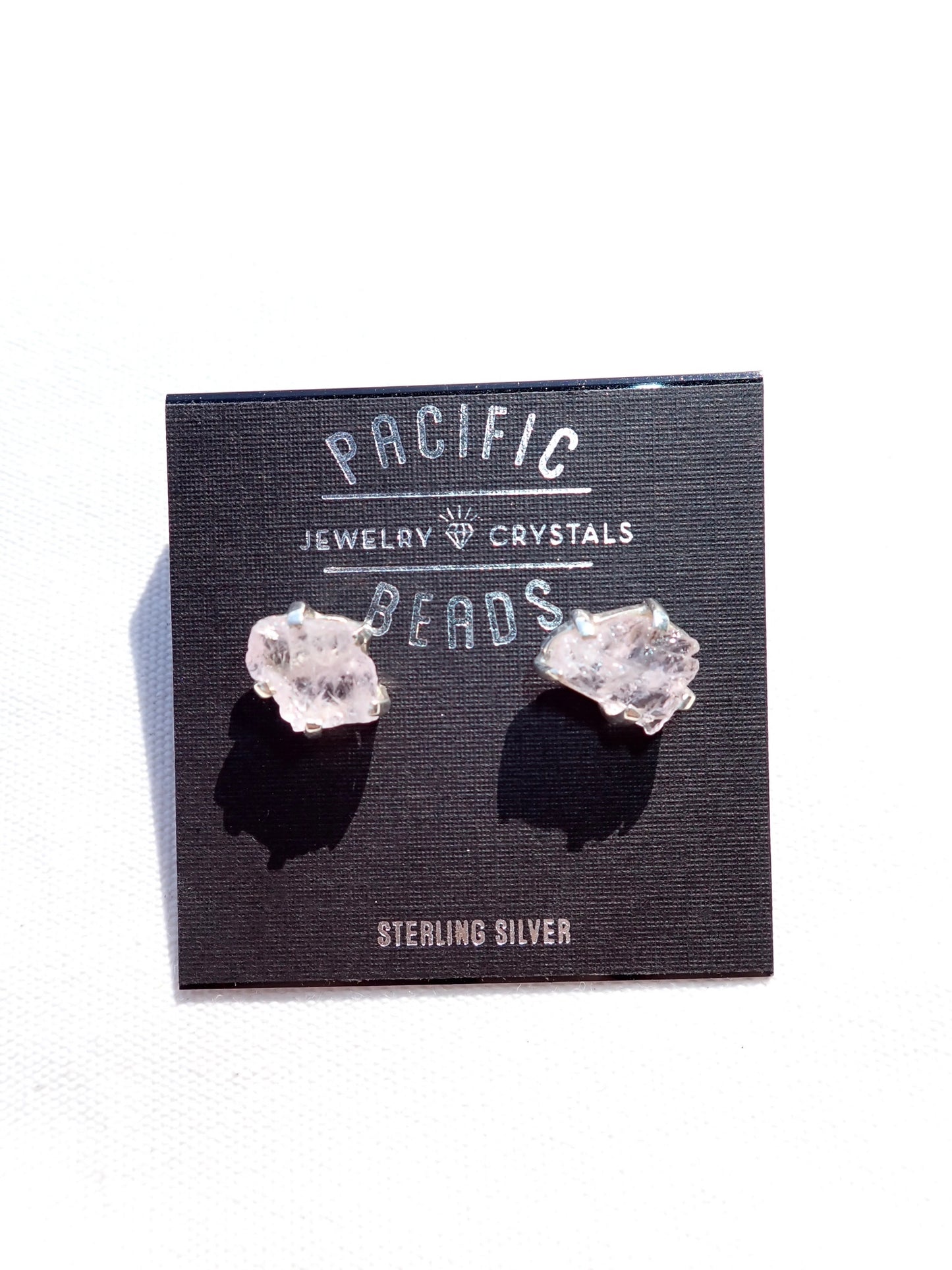 S.S.  Raw Morganite Stud Earrings