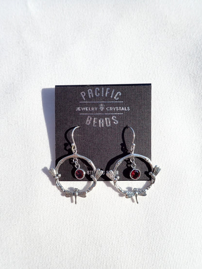 S.S. Genuine Stone Dragonfly Earrings