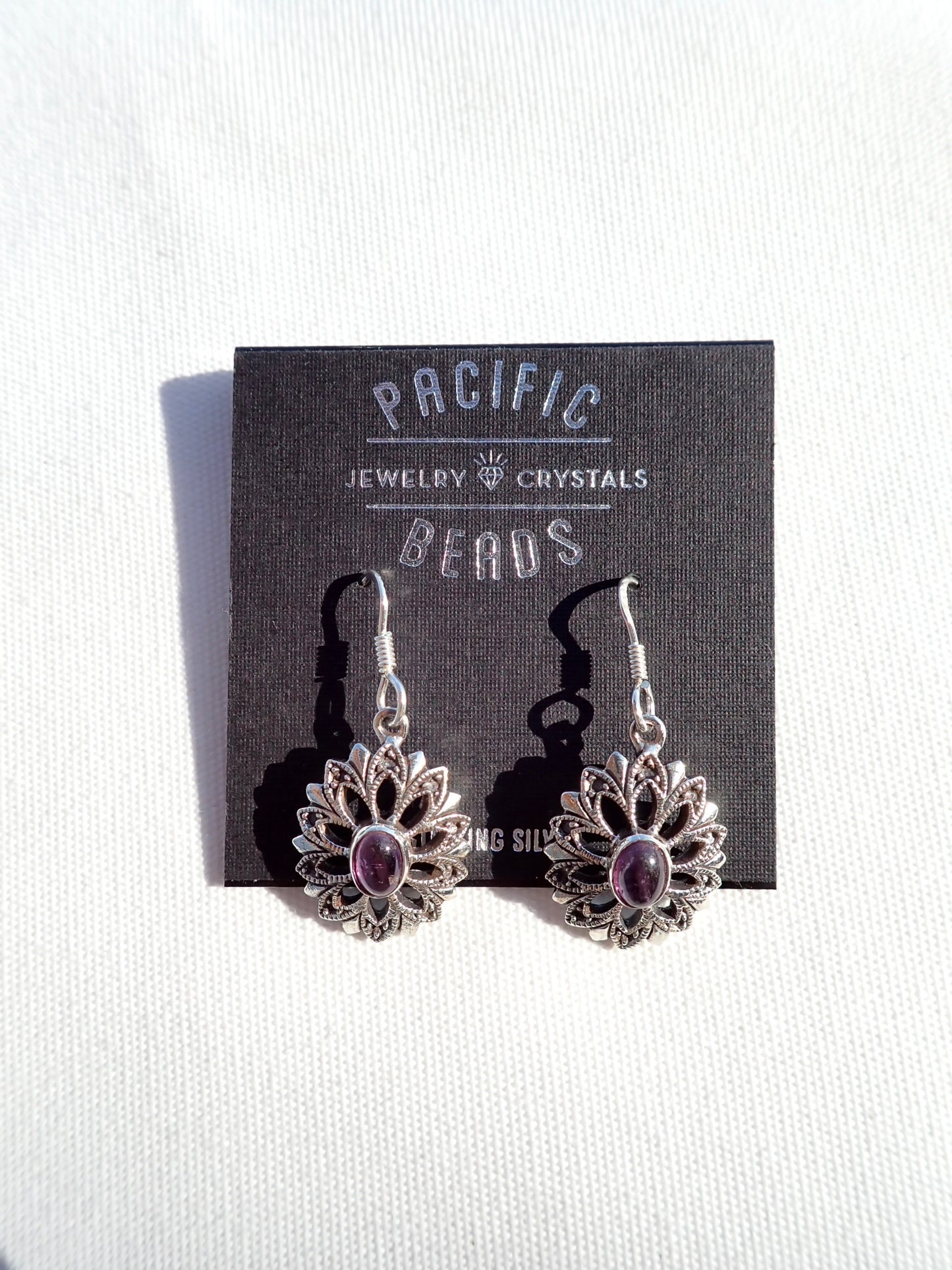 S.S. Amethyst Flower Drop Earrings