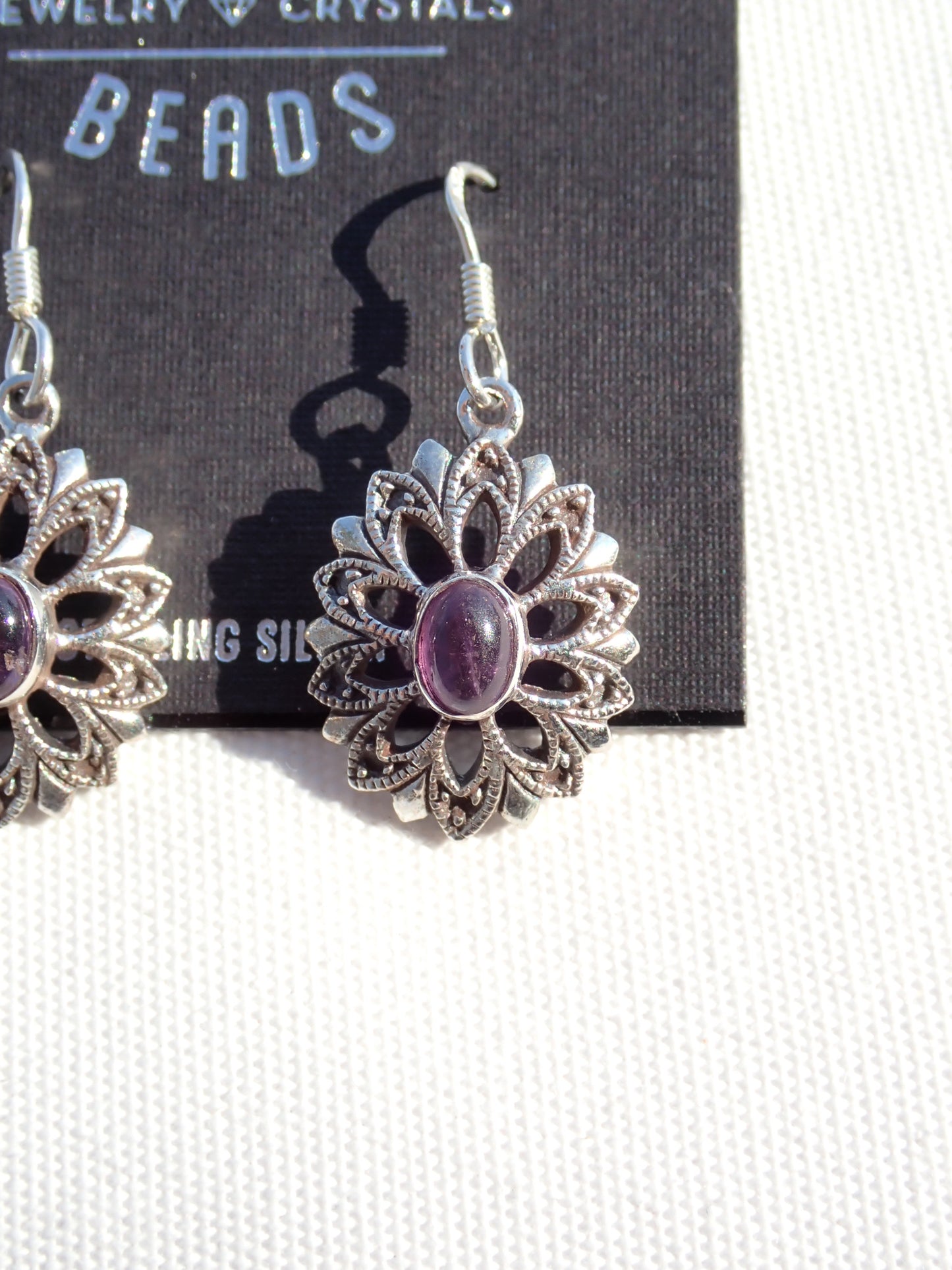 S.S. Amethyst Flower Drop Earrings