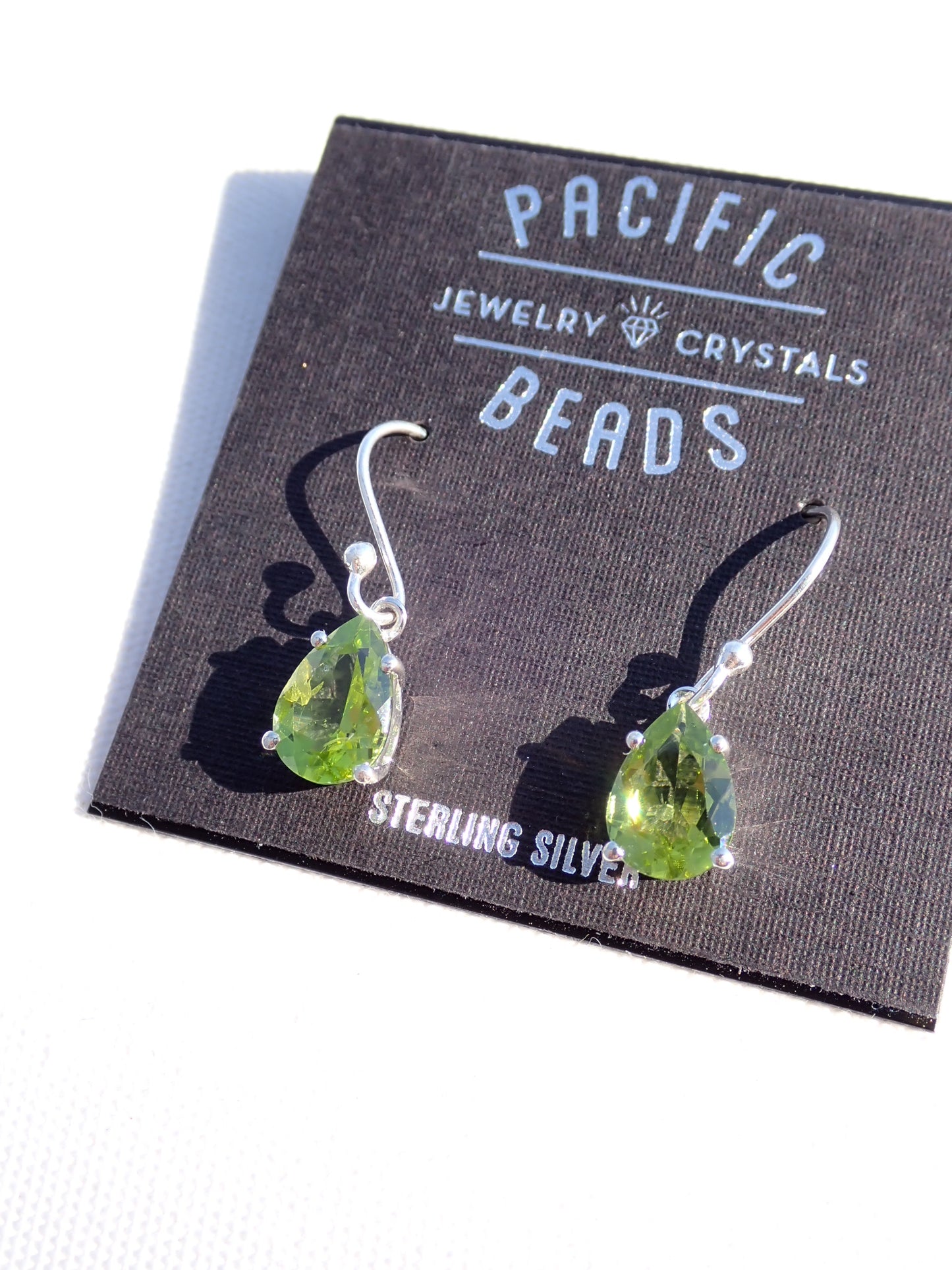 S.S. Faceted Peridot Teardrop Drop Earrings