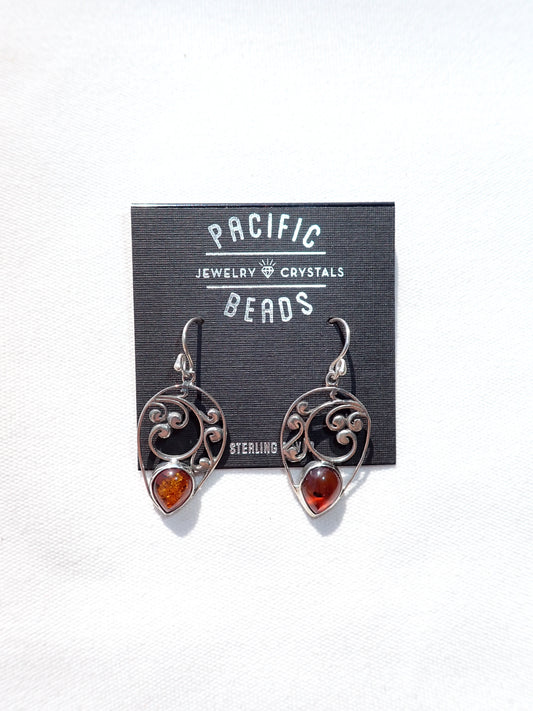 S.S. Amber Teardrop Vine Earrings