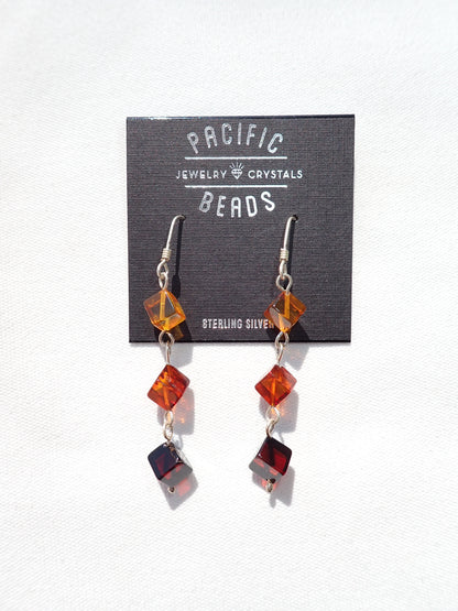 S.S. Amber Cube Drop Earrings