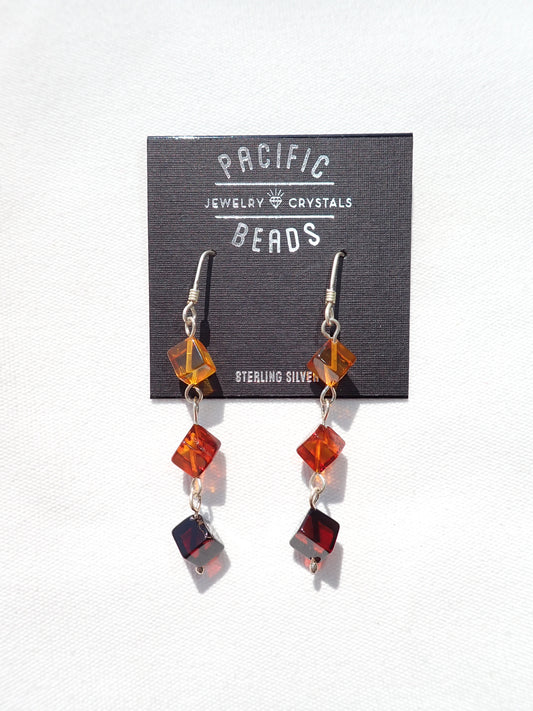 S.S. Amber Cube Drop Earrings