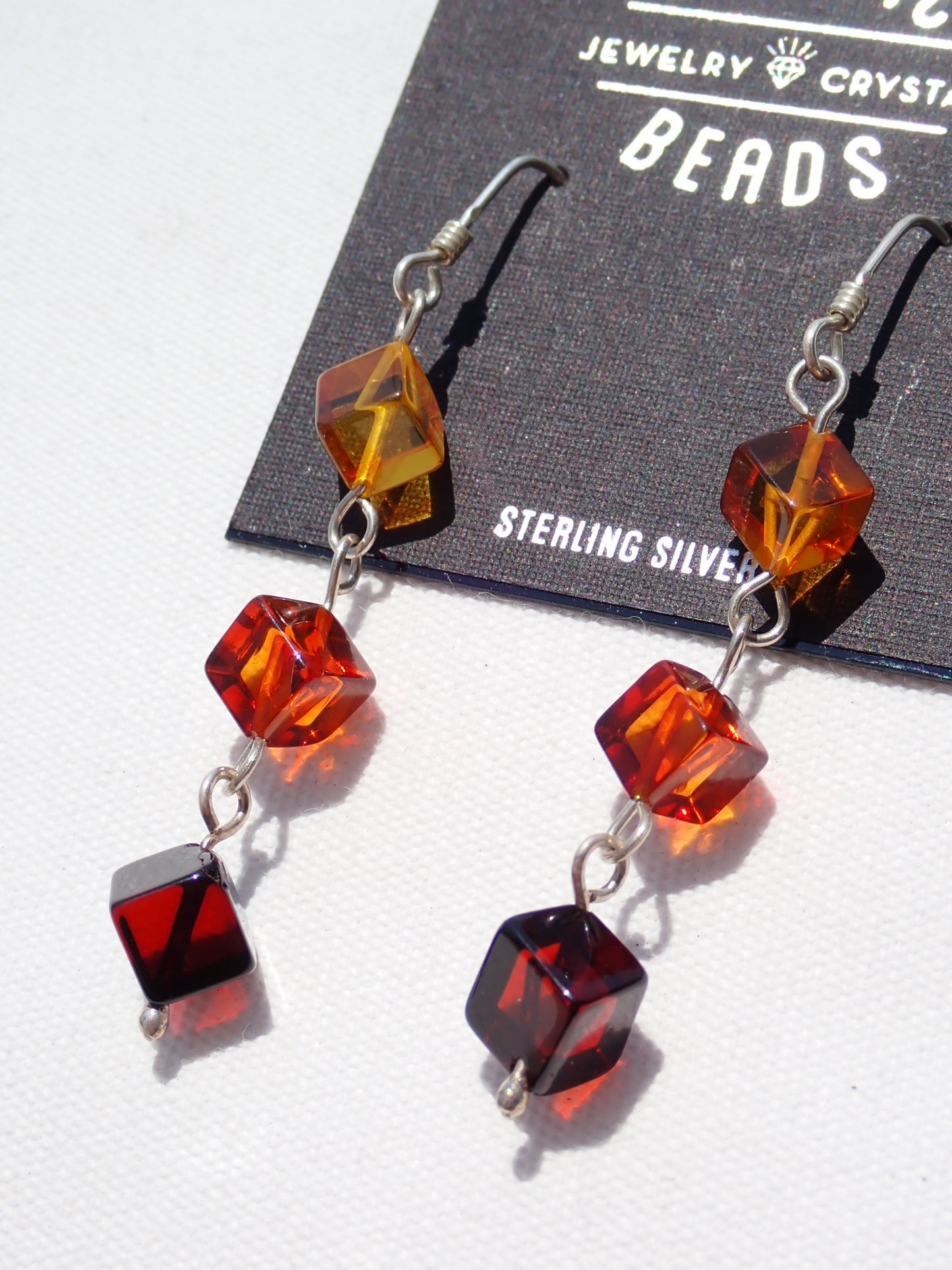 S.S. Amber Cube Drop Earrings