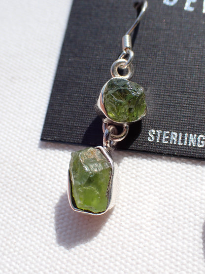 S.S. AAA Grade Raw Peridot Drop Earrings