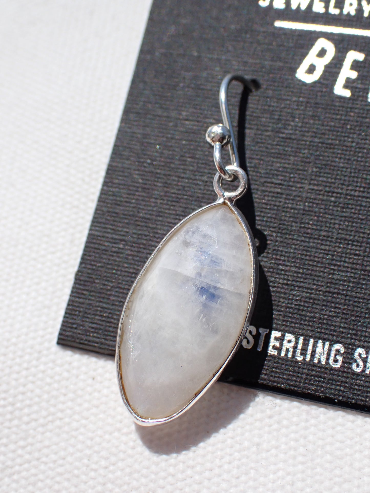 S.S. Rainbow Moonstone Marquise Drop Earrings