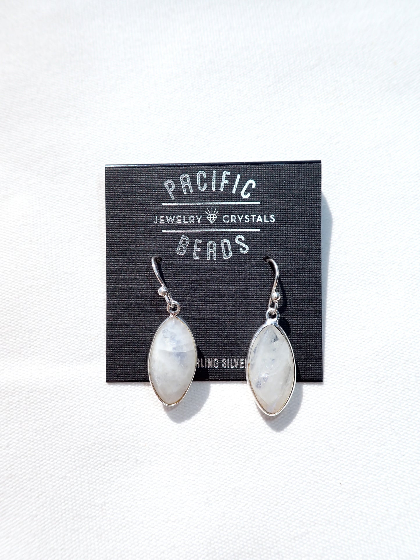 S.S. Rainbow Moonstone Marquise Drop Earrings