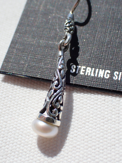 S.S. Hand Crafted Pearl Drop Earrings