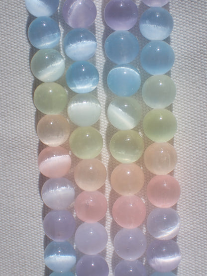 Pastel Rainbow Selenite Beads