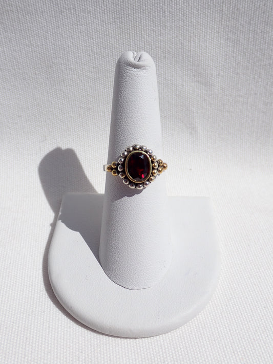 S.S. 14k Gold Faceted Garnet Rings