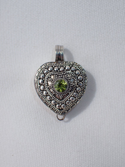 S.S. Peridot Heart Box Pendants