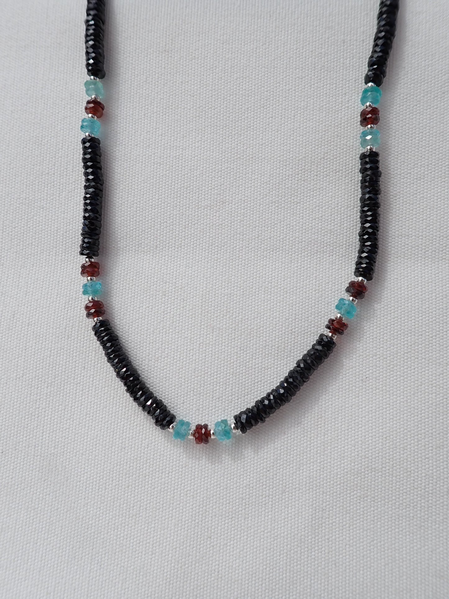 S.S. Black Spinel, Garnet, and Apatite Necklace