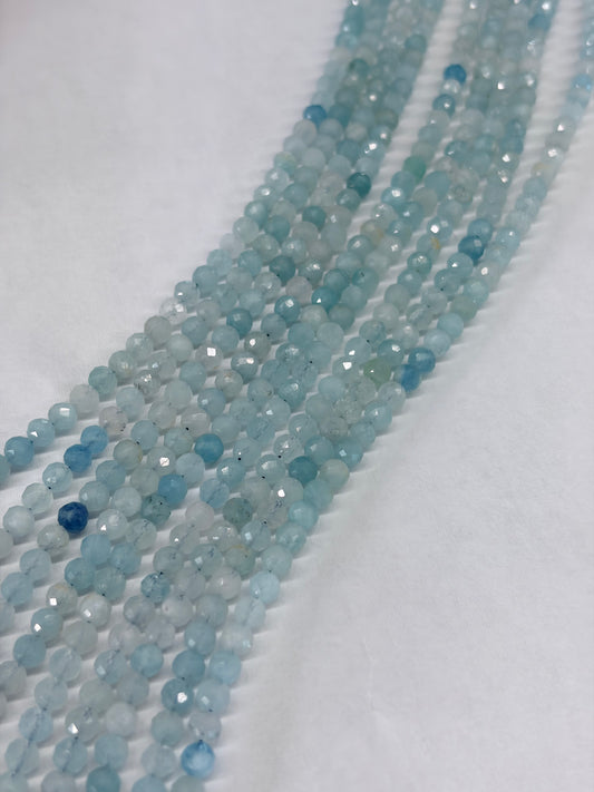 Prestrung Faceted Aquamarine Beads