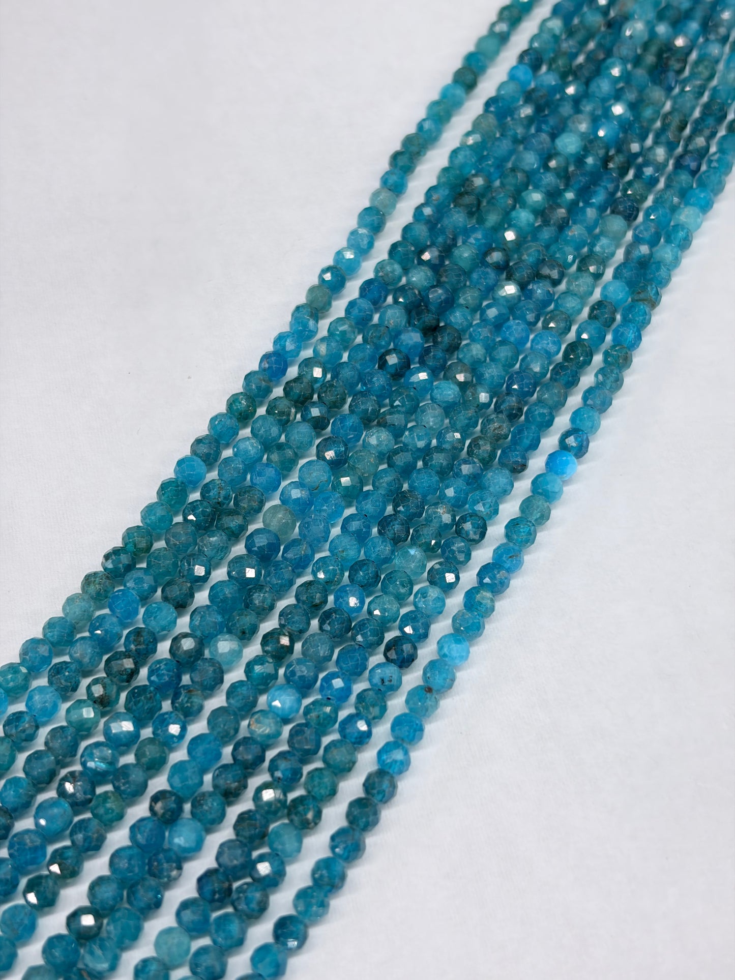 Prestrung Faceted Blue Apatite Beads