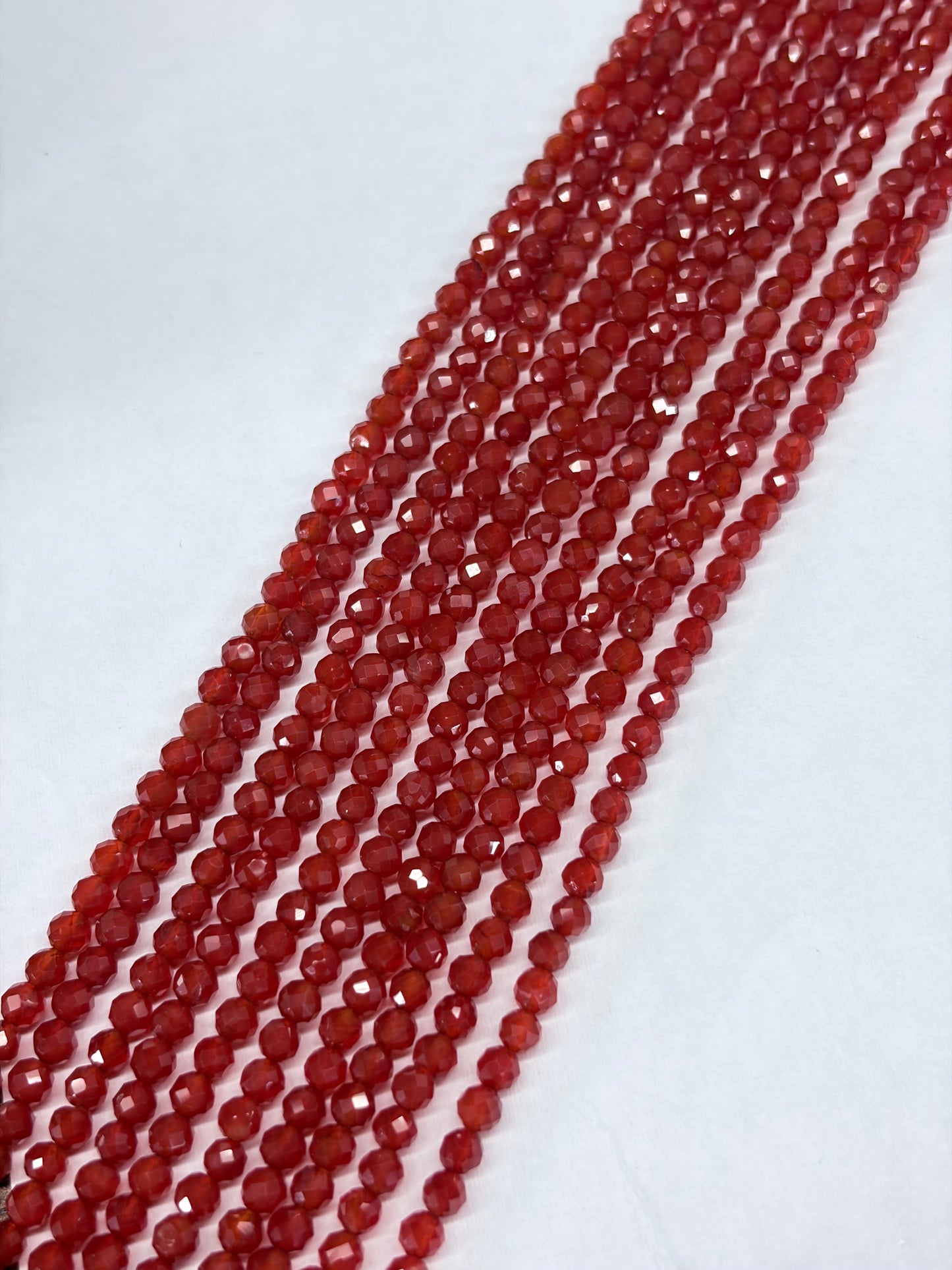 Prestrung Faceted Carnelian Beads