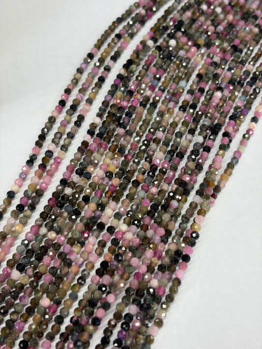 Prestrung Faceted Multicolor Tourmaline Beads