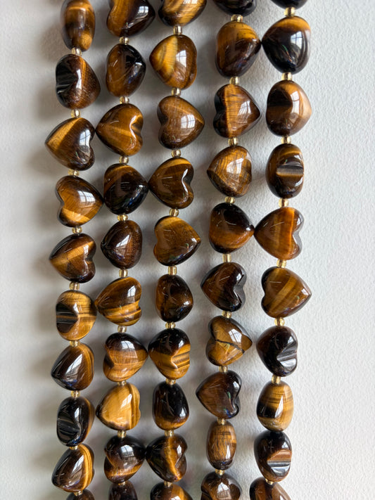 Tiger Eye Rounded Heart Beads