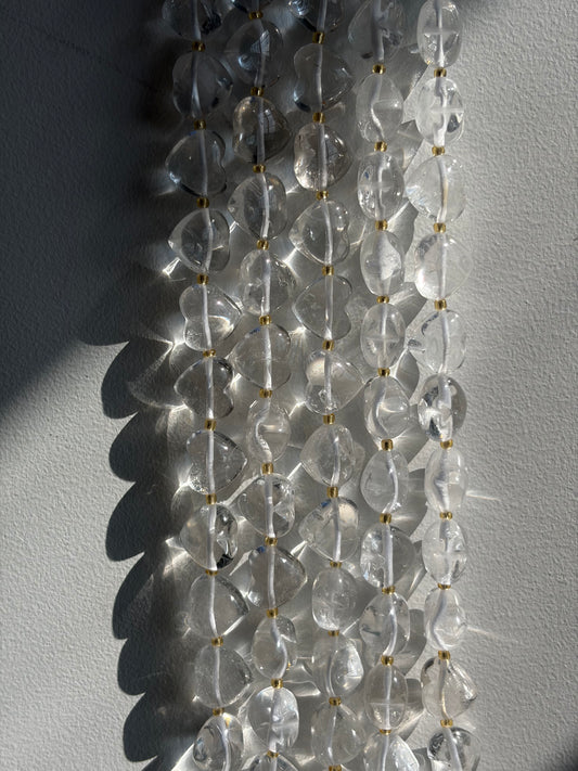 Clear Quartz Rounded Heart Beads