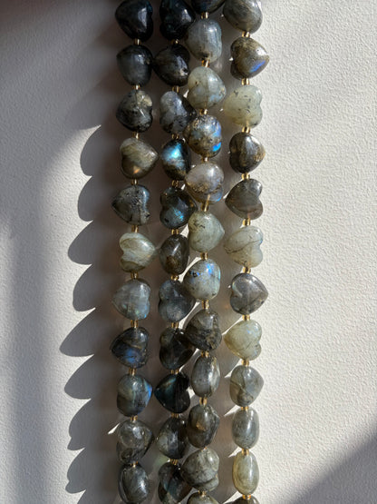 Labradorite Rounded Heart Beads