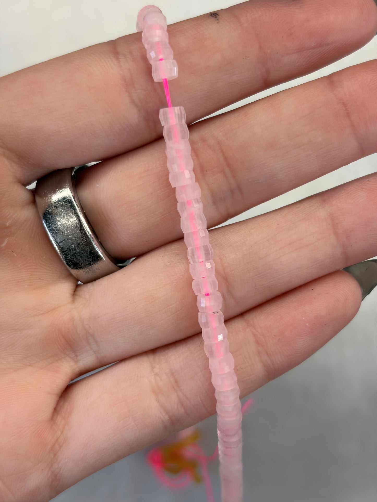 Faceted Rose Quartz Heishi Beads