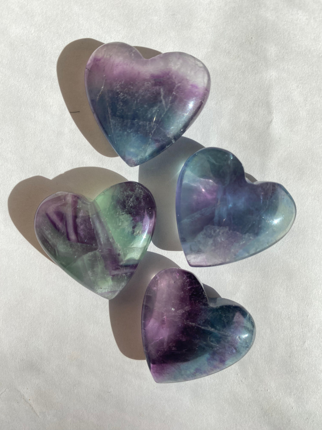 Rainbow Fluorite Hearts 1.2”