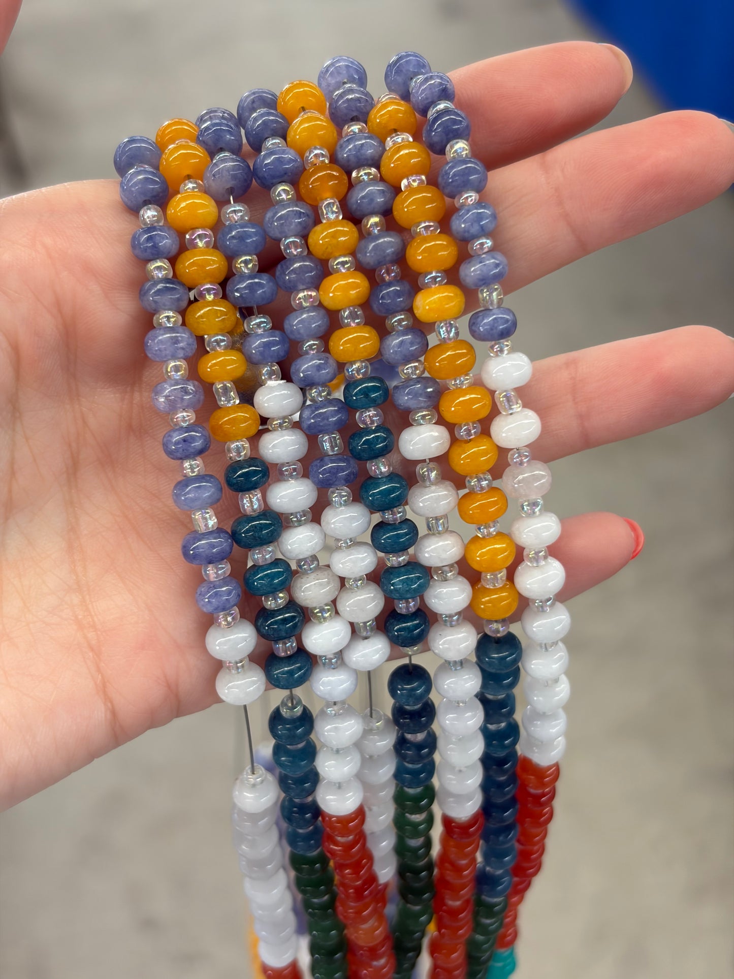 Prestrung Tropical Rondelle Jade Beads