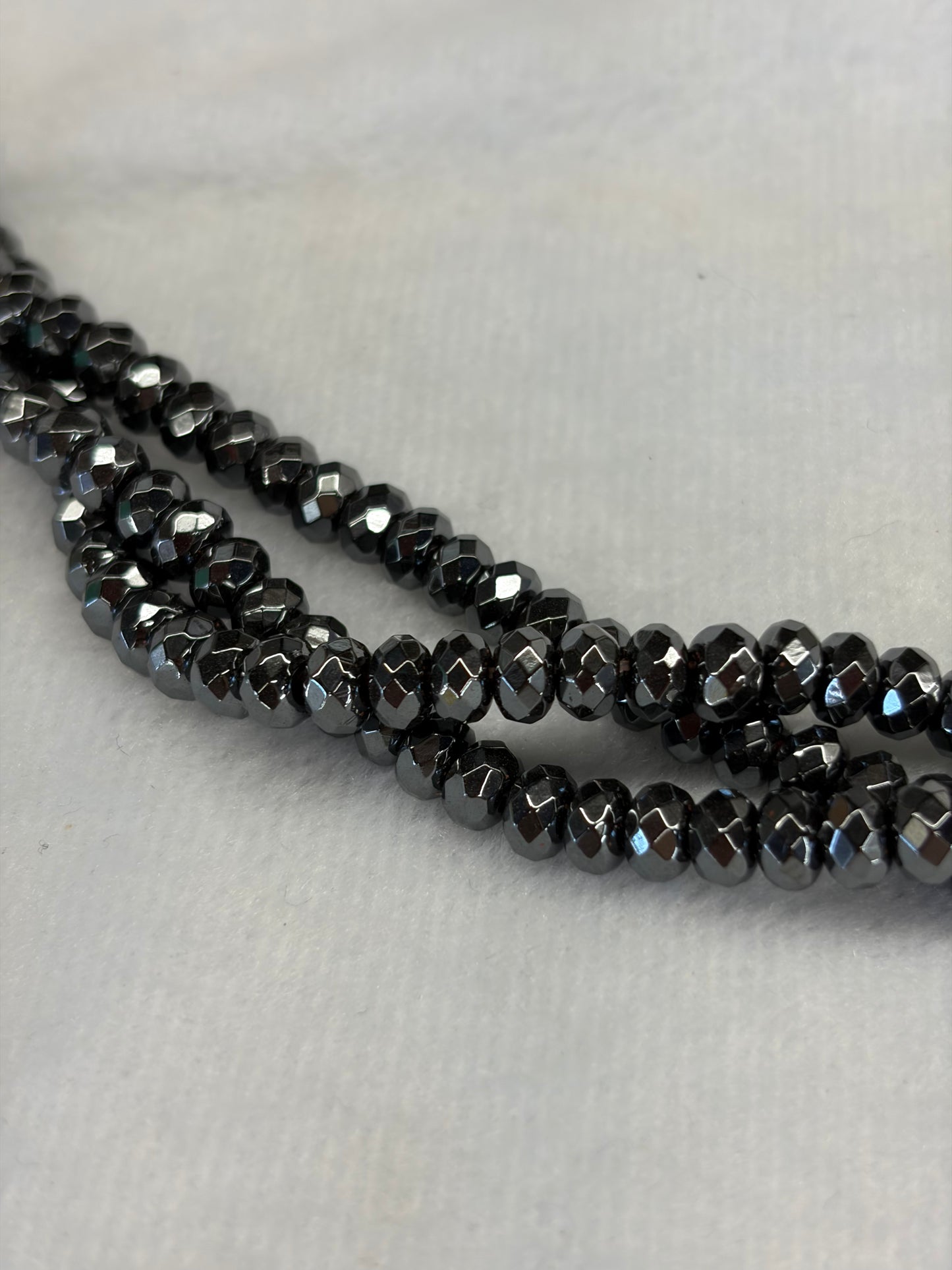 Faceted Hematite Rondelle Beads
