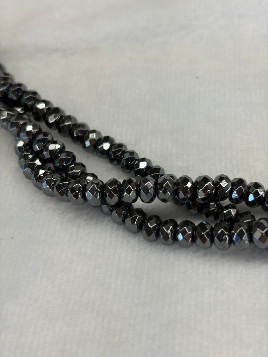 Faceted Hematite Rondelle Beads