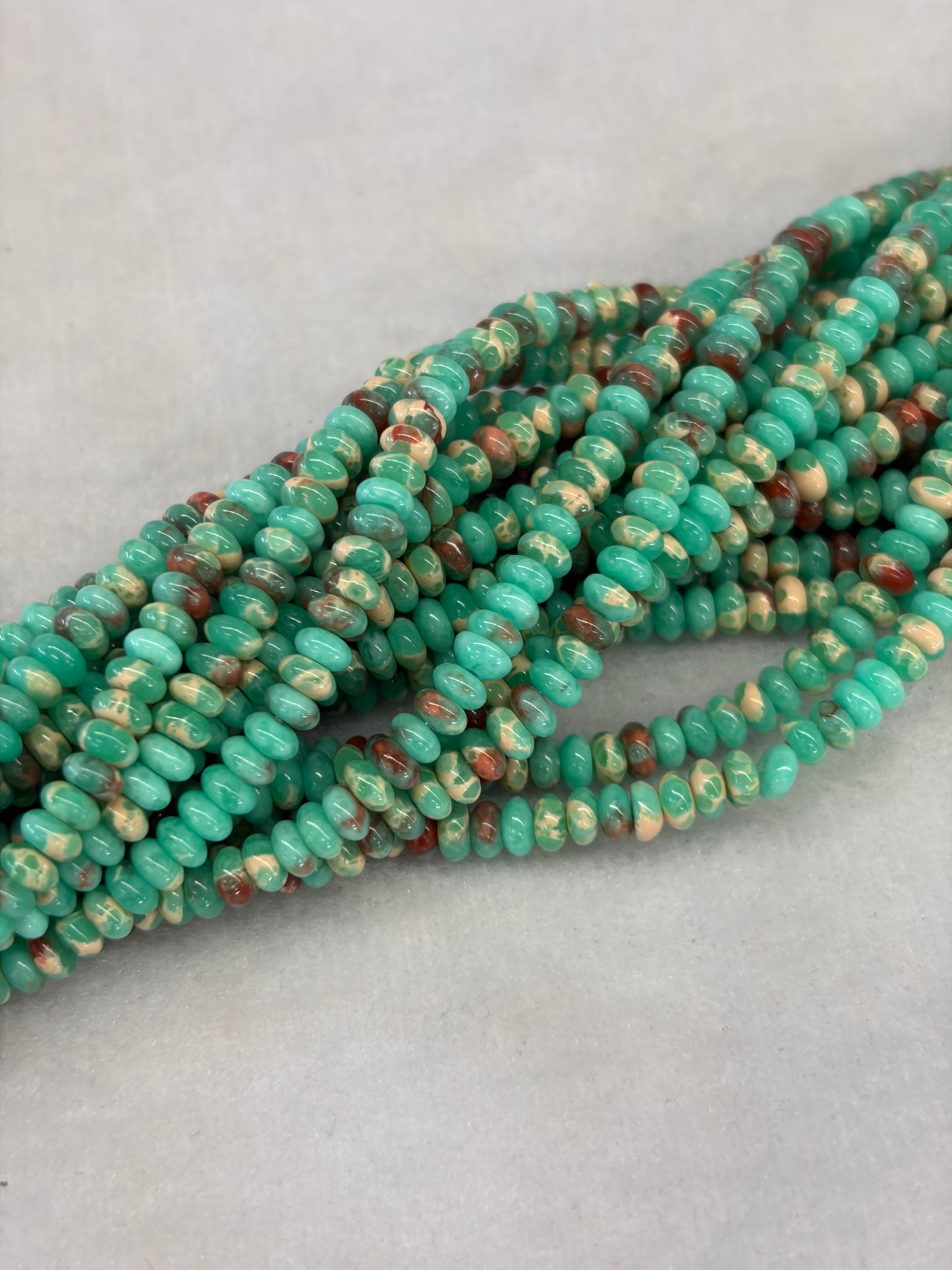 Green Imperial Jasper Rondelle Beads