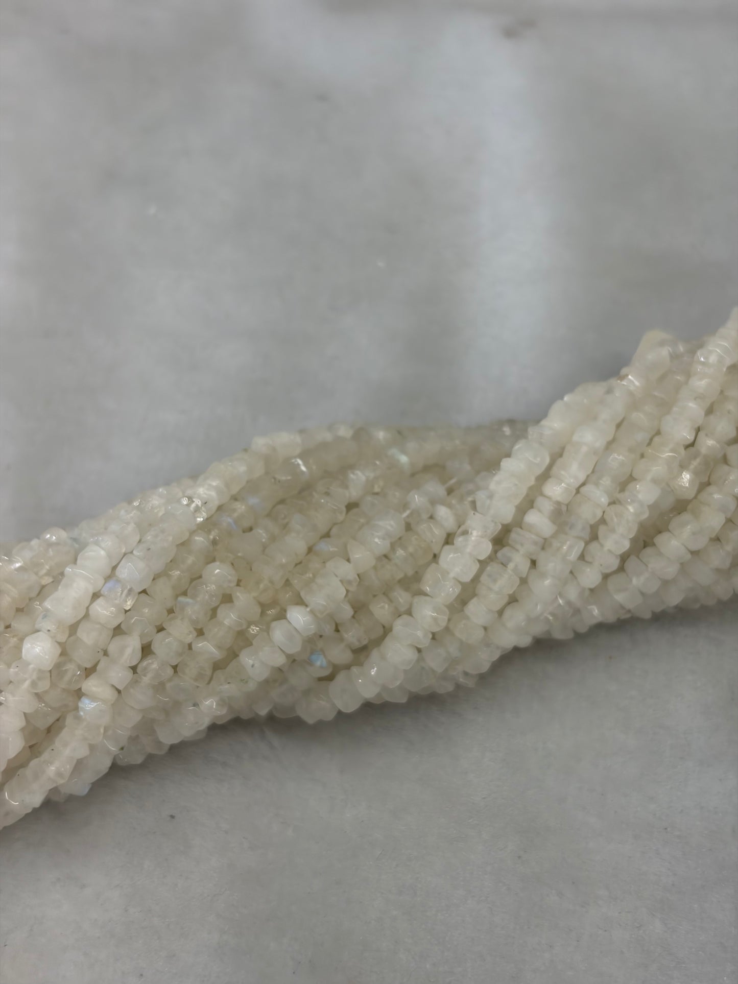 Rainbow Moonstone Freeform Rondelle Beads