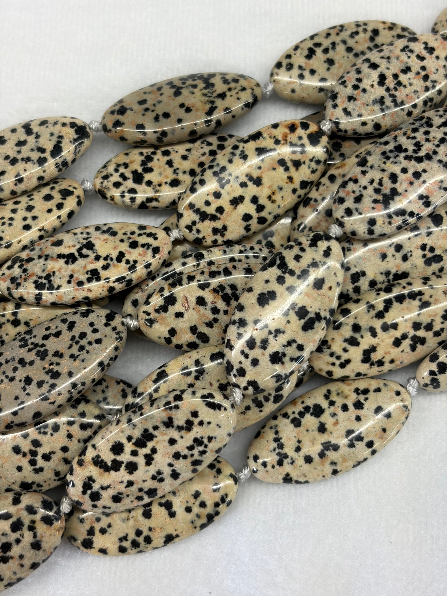 Oval Dalmation Jasper Beads