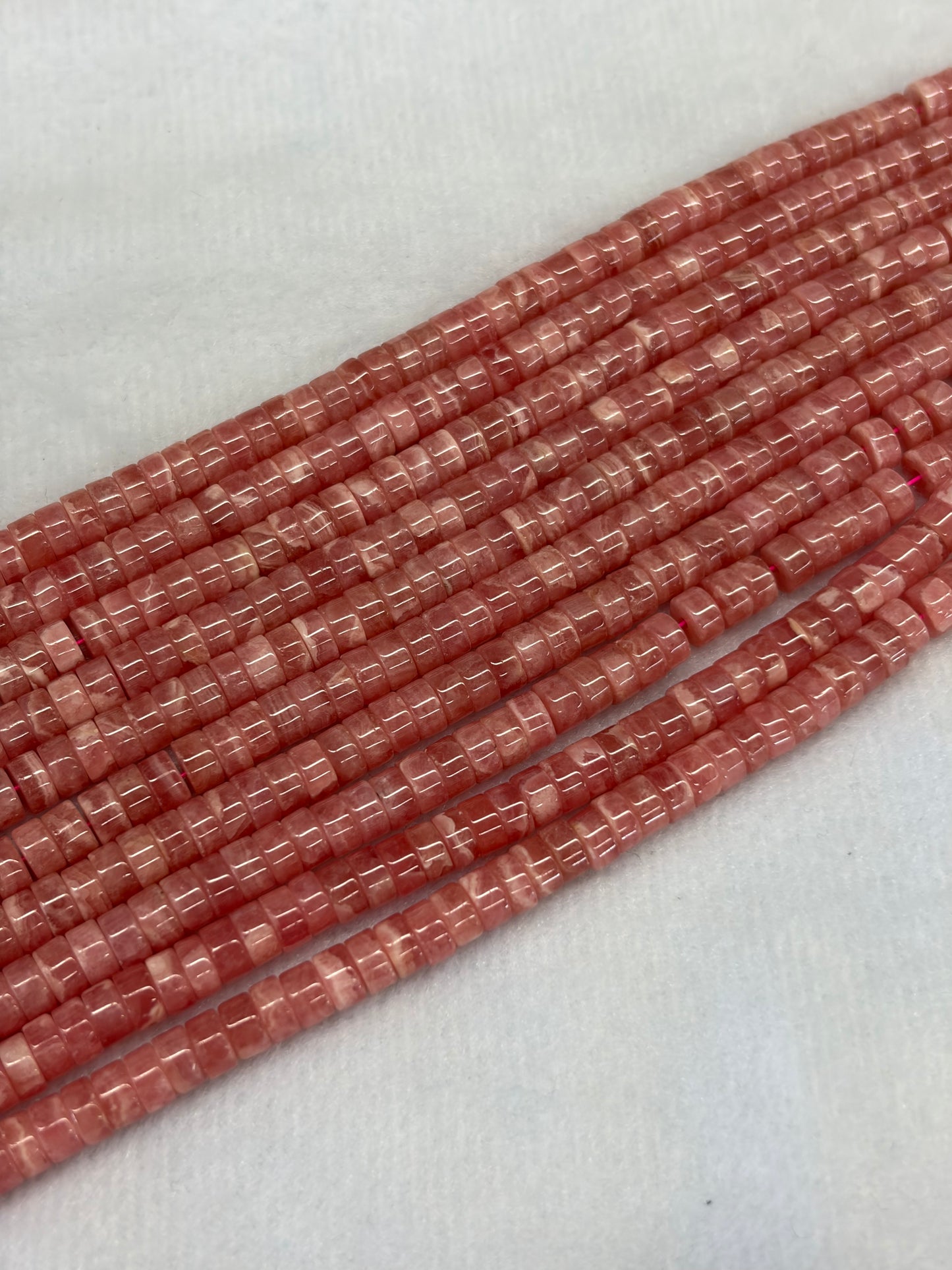 Pre-Strung Rhodochrosite Heishi Beads