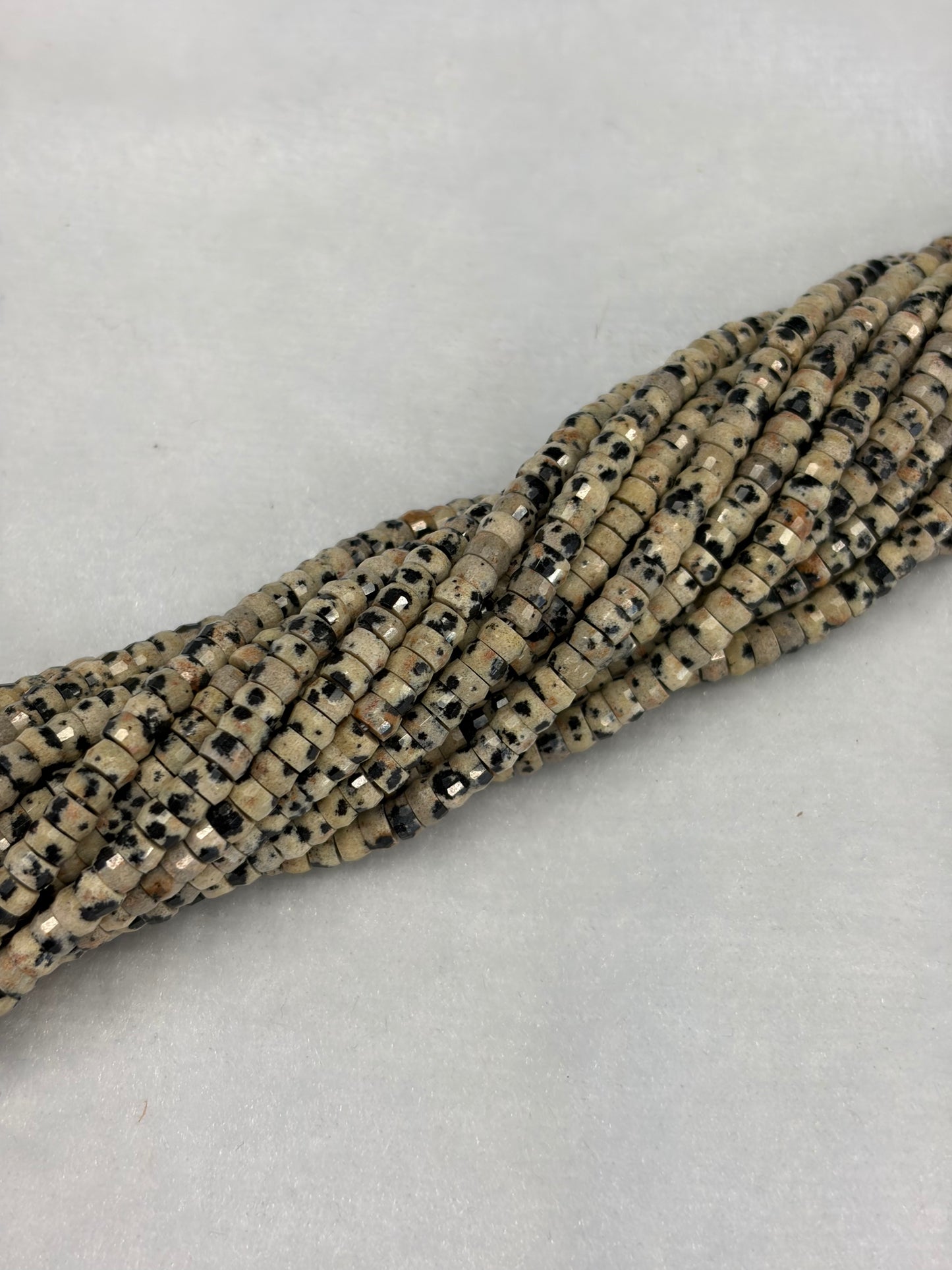 Faceted Dalmation Jasper Heishi Beads
