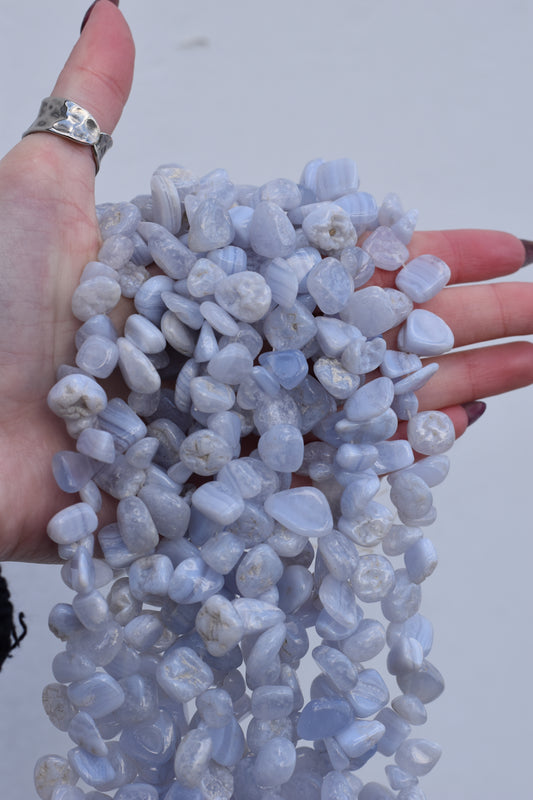 Blue Lace Agate Dancing Chip Beads