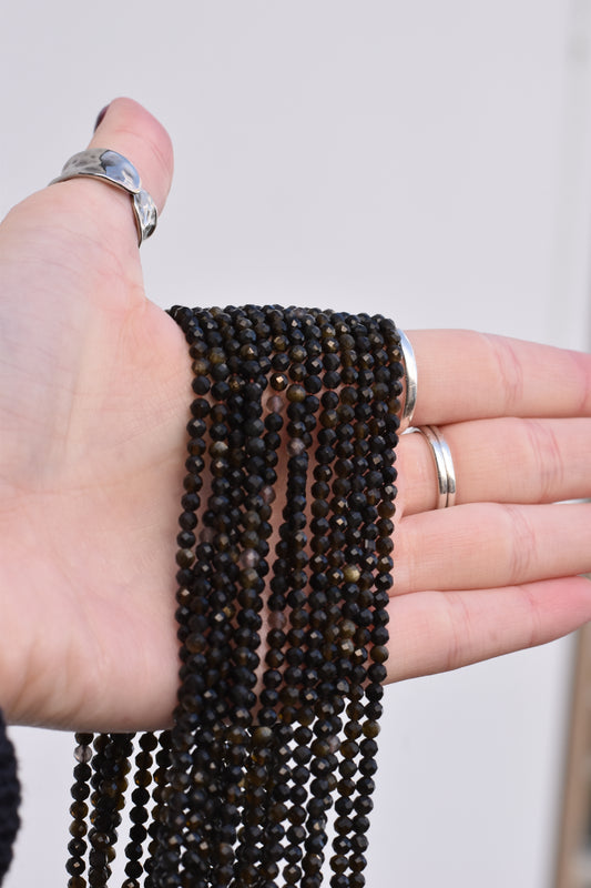 Faceted Golden Sheen Obsidian Beads