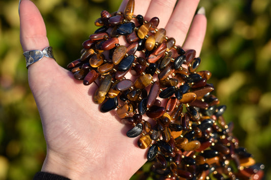 Dancing Multicolor Tiger Eye Nugget Beads