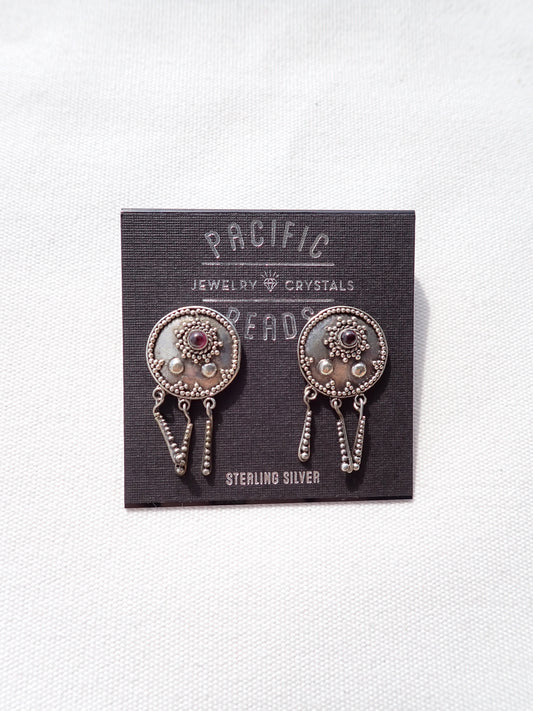 S.S. Antique Garnet Dream Catcher Earrings