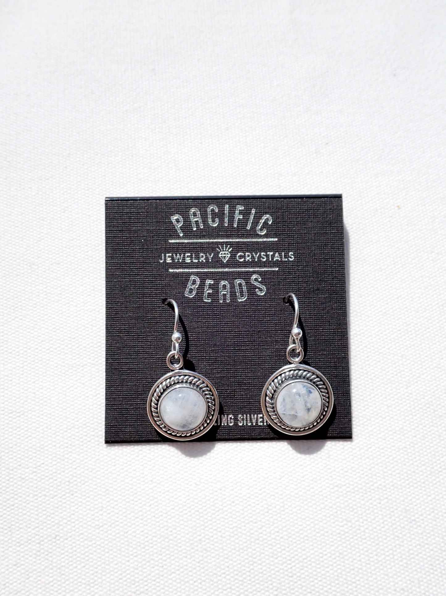 S.S. Round Rainbow Moonstone Earrings