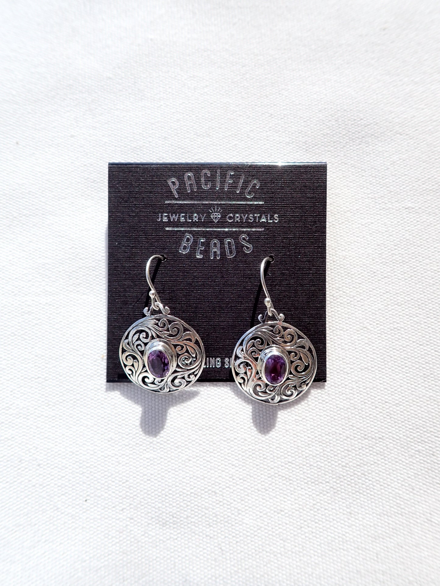 S.S. Faceted Amethyst Oval Drop Earrings