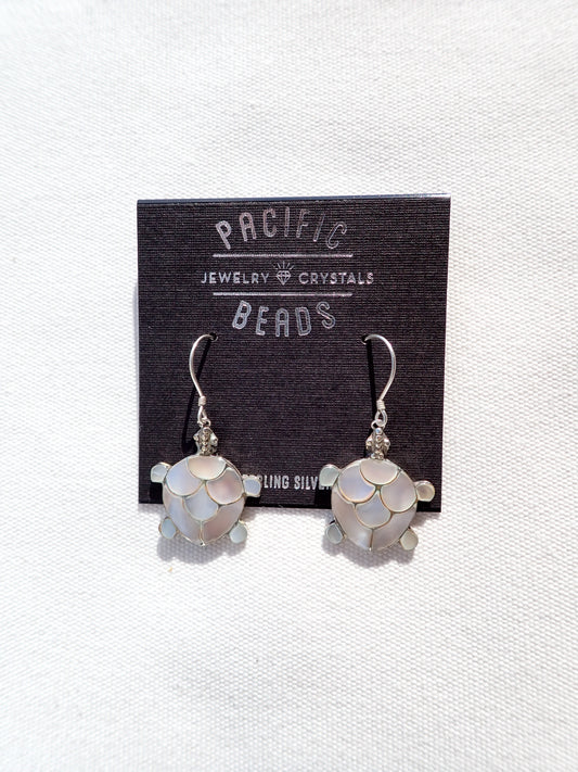 S.S. Mother of Pearl Turtle Earrings