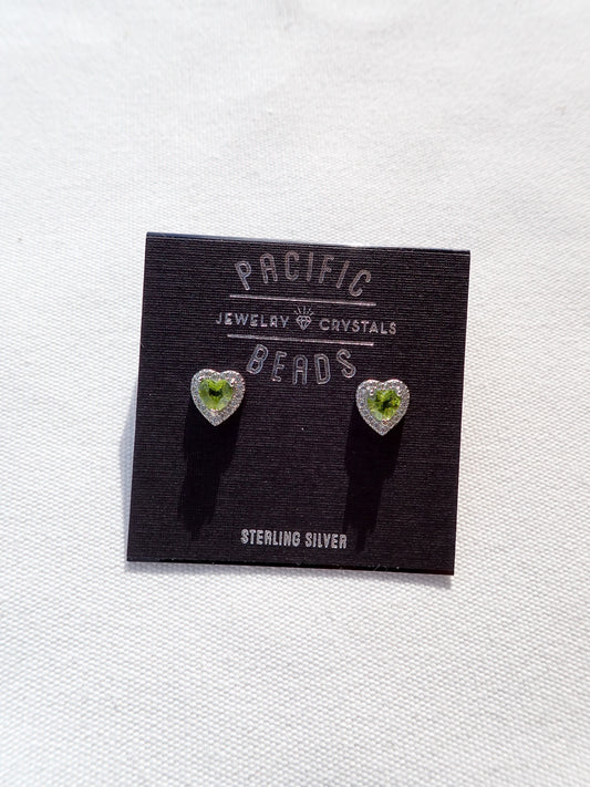 S.S. Peridot Heart Stud Earrings