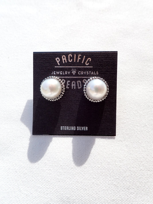 S.S. AAA Grade Mabe Pearl Stud Earrings