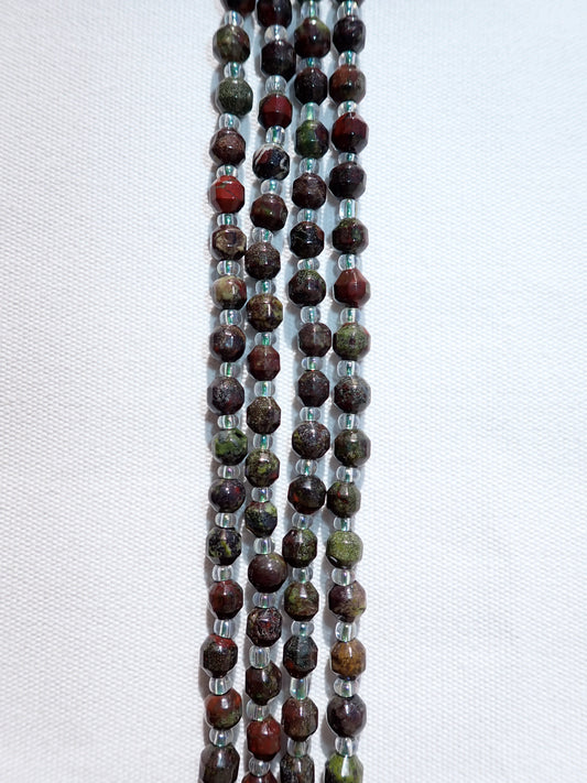 Faceted Dragon's Bloodstone Bicone Beads