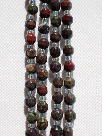 Faceted Dragon's Bloodstone Bicone Beads