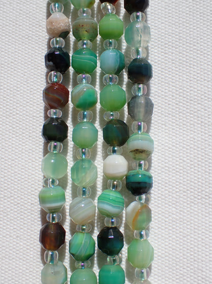 Faceted Green Agate Bicone Beads