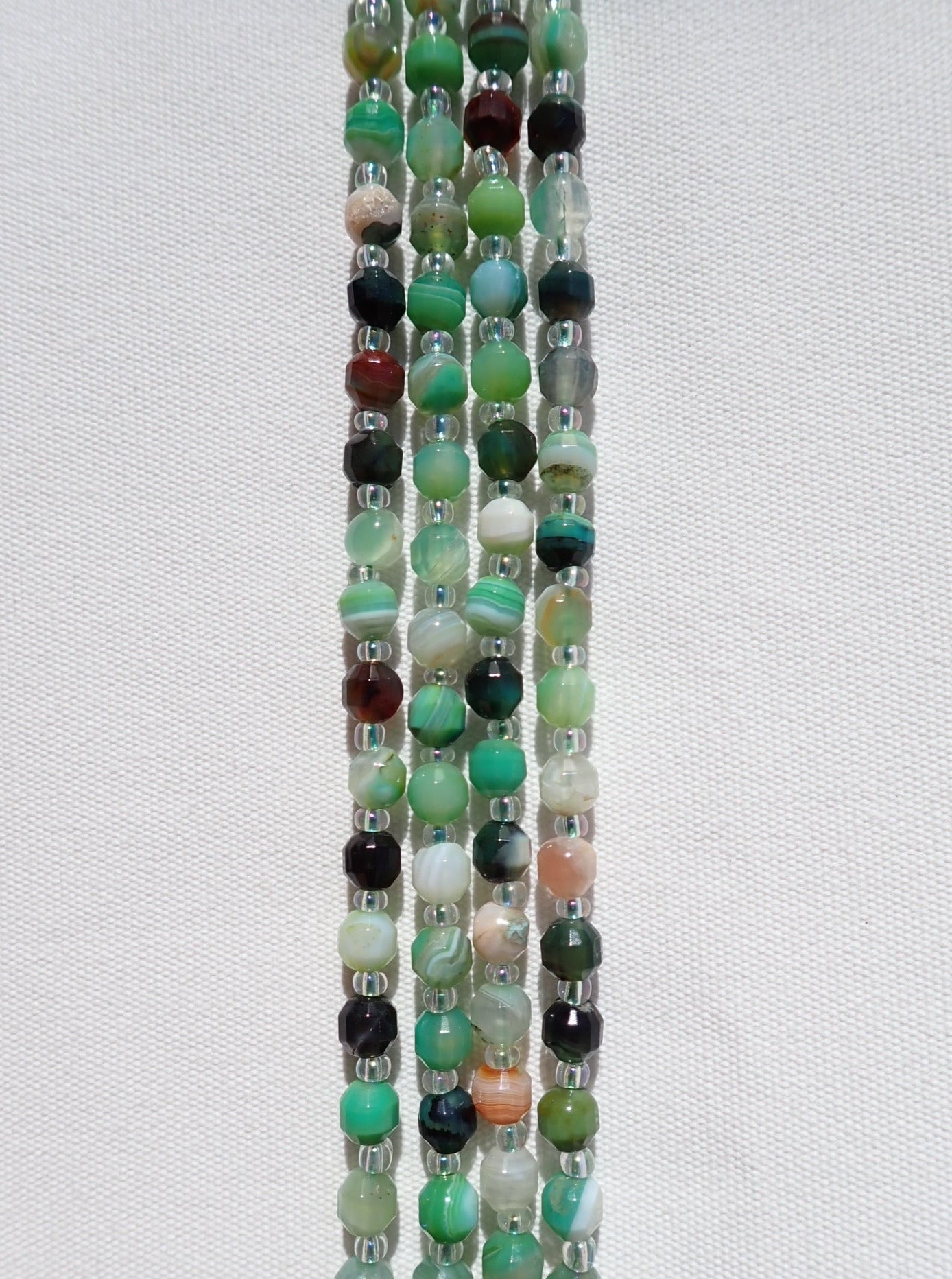 Faceted Green Agate Bicone Beads