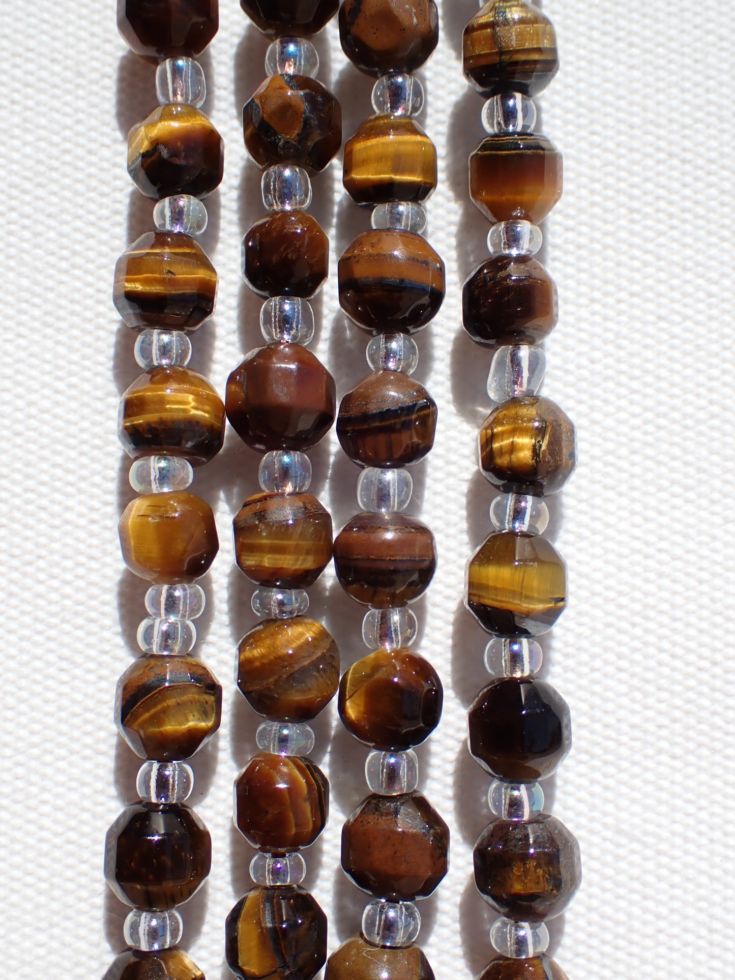 Faceted Tiger Eye Bicone Beads